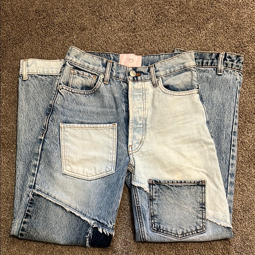 REVICE Blue Relaxed Patchwork Jeans